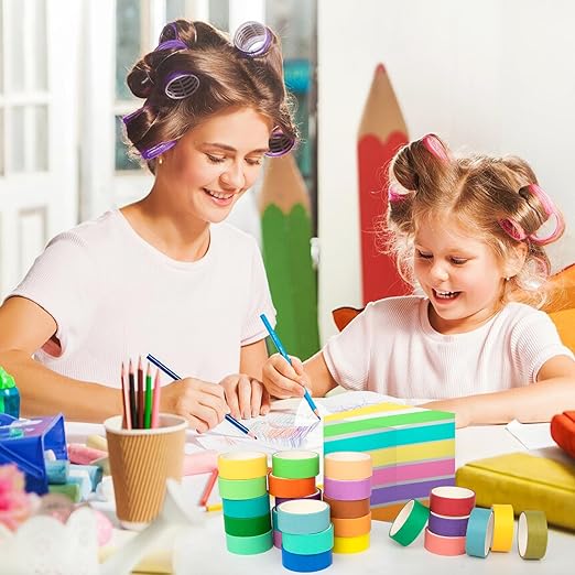 WAPETASHI 60 Rolls Washi Tape Set - 15mm Rainbow Colored Masking Tape, Decorative Tape for Bullet Journaling, Scrapbooking, DIY Arts & Crafts, Christmas Gift, Holiday Decoration