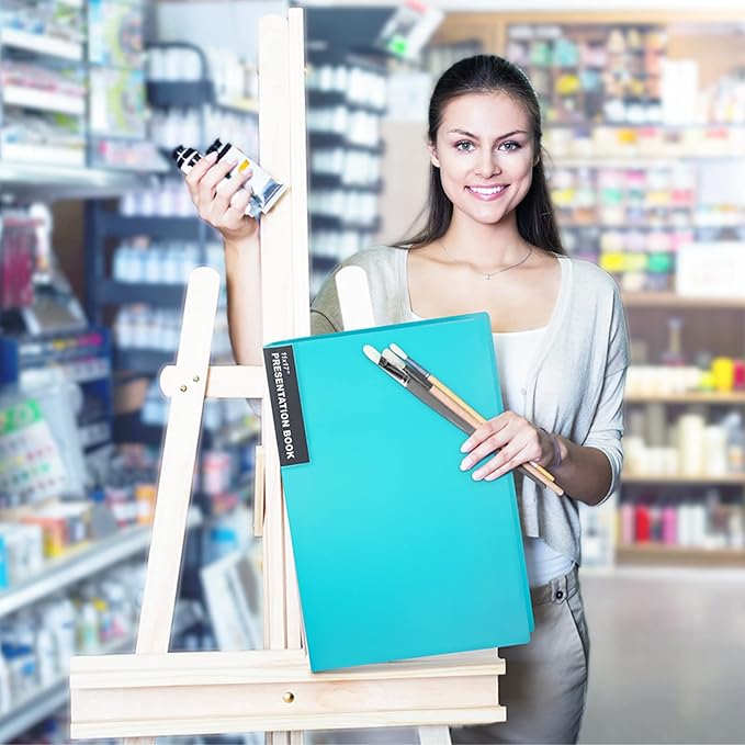 Dunwell 11x17 Portfolio Binder (Aqua), Presentation Book with 24 Clear Plastic Sleeves, Large Art Portfolio Folder, Acid-Free Poly Cover and Sleeves