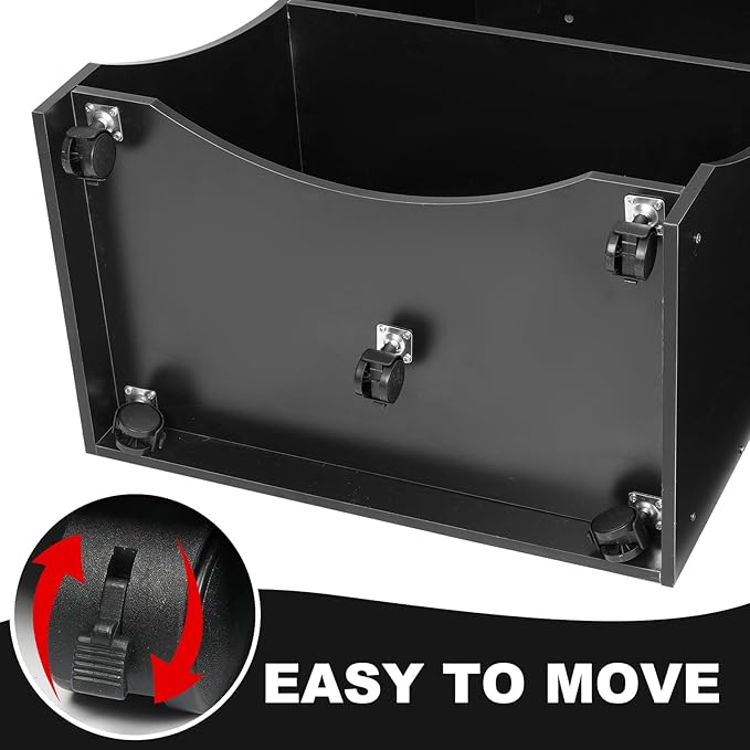 Wooden Podium Stand with Wheels, Versatile Black Lectern for Church Pulpits, Reception Desks, Lectures, Cash Registers