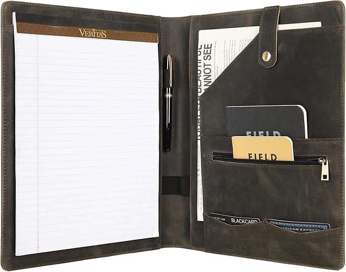 Personalized Leather Portfolio for Lefty, Engraved Leather Notepad Portfolio Binder, Custom Leather Legal Pad Padfolio, Christmas Gift for Him/Her (Notepad, Grey-Custom)