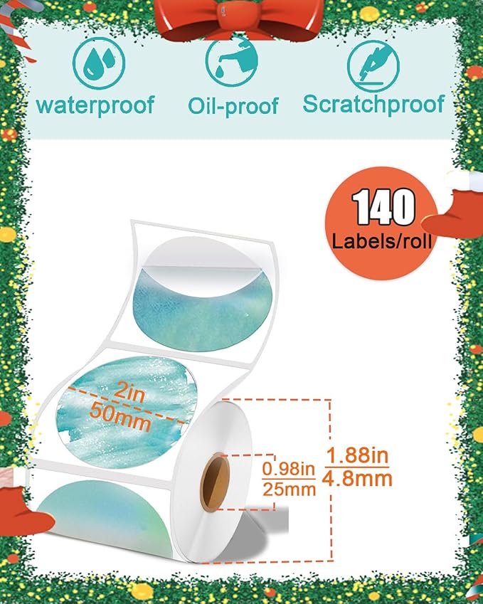 2 x 2 Round Thermal Labels, 2 inch Round Thermal Sticker Labels for Business and Home, for Label Printer, for M110/M220/M221 Label Maker，140 Labels for Printer