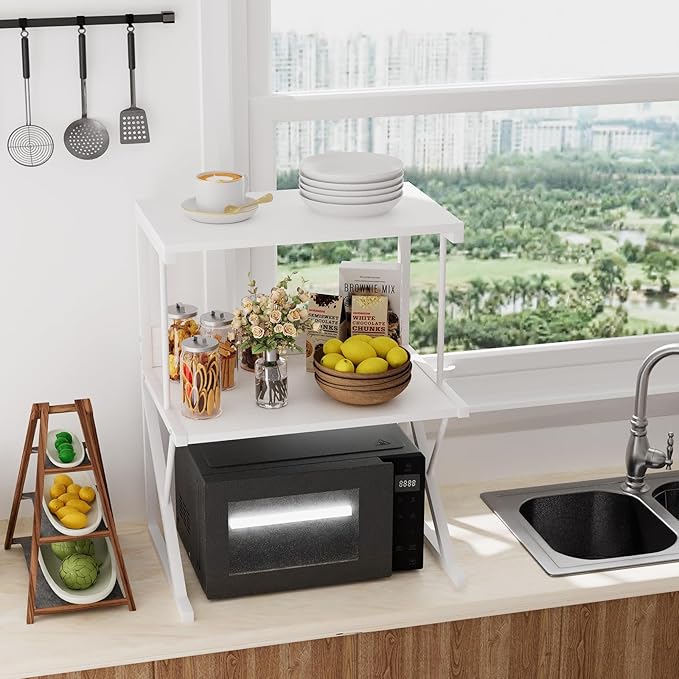 Printer StandAboxoo Printer Stand for Desk, Desktop Printer Shelf Large Printer Stands 3 Tiers Multi-Purpose Desk Office Organization Shelves for Home Office Printer Fax Book, White