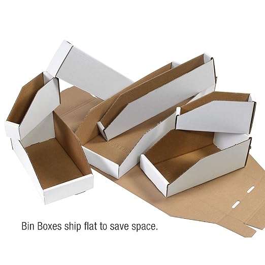 Partners Brand PBINEB1810 Open Top Bin Boxes, 10" x 18" x 4 1/2", Oyster White (Pack of 25)