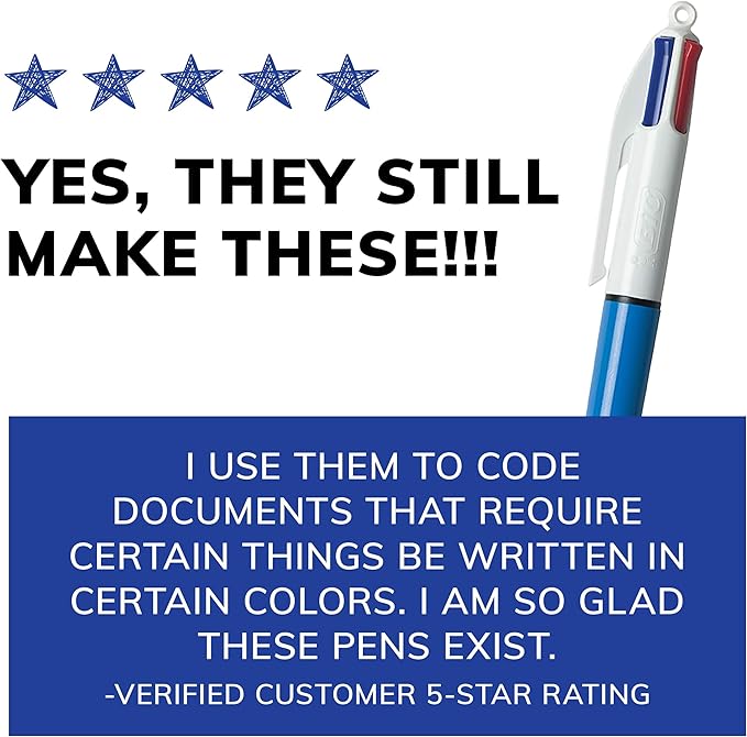 BIC 4-Color Original Retractable Ball Pens, Medium Point (1.0mm), 3-Count Pack, Retractable Ball Pen With Long-Lasting Ink