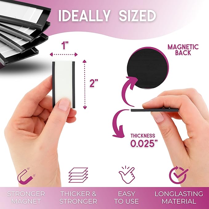 Availey 60 Pack Magnetic 'C' Channel Label Holders for Metal Racks and Shelves with Protective Films and Replacement Strips 2" x 1"