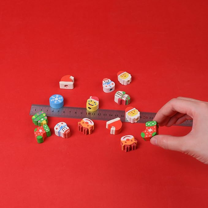 34PCS Fun Cute Christmas Topper Erasers for Kids Bulk,Top Erasers for Pencil Back to School Party Gifts