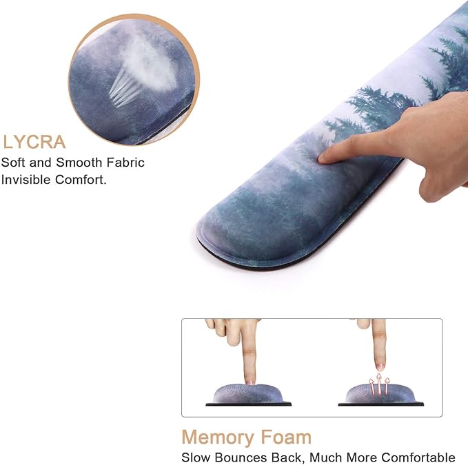 iCasso Keyboard Wrist Rest and Mouse Wrist Rest Pad, Made of Memory Foam, Ergonomic Support, Easy Typing and Relieve Wrist Pain, Perfect for Gaming, Computer, Office, Laptop (D-Forest)