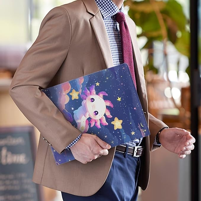 Cozeyat Galaxy Axolotl Clipboard Folder Portfolio, A4 Leather Padfolio Clipboard, Business Portfolio Clipboard Folder Professional Portfolio for Interview Resume Office Conference
