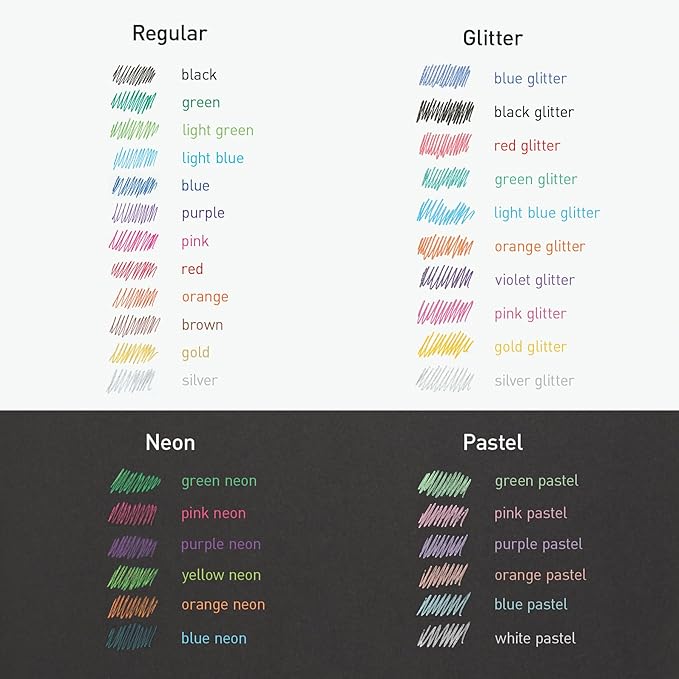 Pentonic Gel Pens, 36 Count, 36 Assorted Colors (Assorted Color, Neon, Pastel & Glitter), Medium & Fine Point, Smooth Writing For Journaling (1002358)