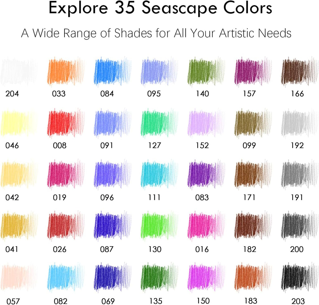 KALOUR PDAS 36-piece Blue Seascape Colored Pencil Set, Pre-sharpened Wooden Colored Pencils for Adults Artists Beginners Coloring Books Drawing & Sketching