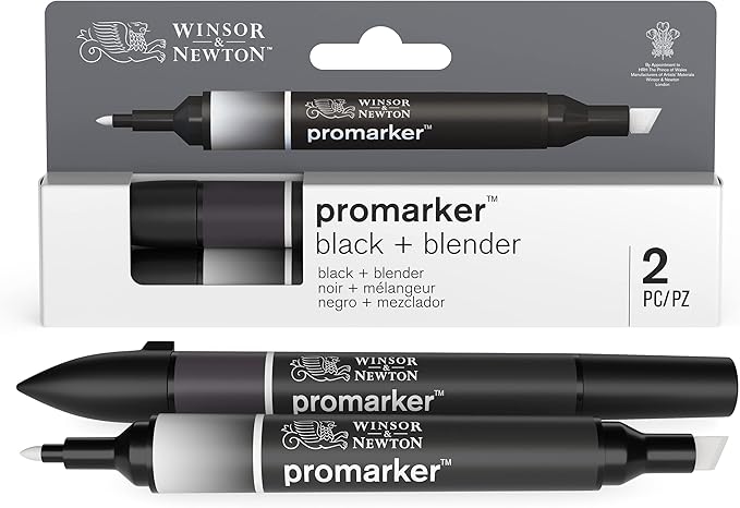 Winsor & Newton ProMarker Set, 2 Count, Black + Blender