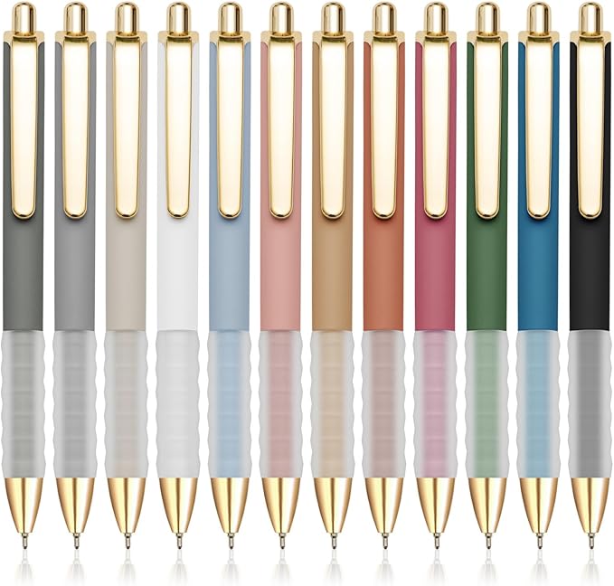 MiSiBao Black Ballpoint Pens 1.0mm Pens Retractable Ball Point Pens Smooth Writing (Plastic pen clip, 12-pack)