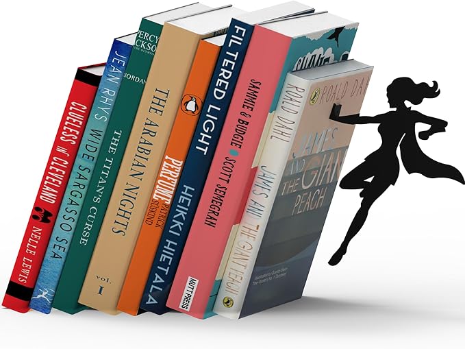 Artori Design Book Ends to Hold Books Heavy Duty - Hidden Metal Bookends for Shelves Desk or countertop - Bookend Book Holder for Home Decorative - Gift for Book End Lovers and Home Décor (Supergal)
