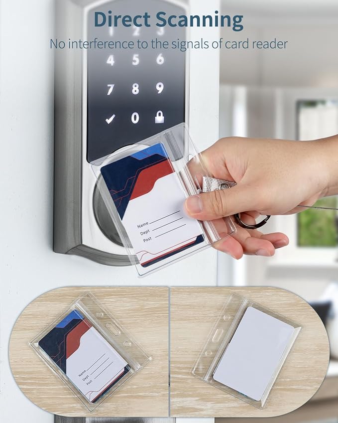 Pawfly 6 Pack ID Badge Holder Horizontal Clear Plastic Case with Resealable Zip Soft Waterproof Card Protector Pouch for Office School Credit Cards Proximity Key Cards Driver’s Licenses and Passes