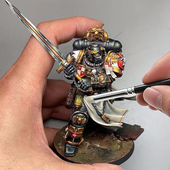 Dry Brush Miniature Painting,Dry Brush Set,5 Sizes Hobby Detail Paint Brush Set,Acrylic Paint Brushes for Tabletop & Wargames,40k,Citadel,Scale Model,DND Miniatures,Watercolor Oil Painting