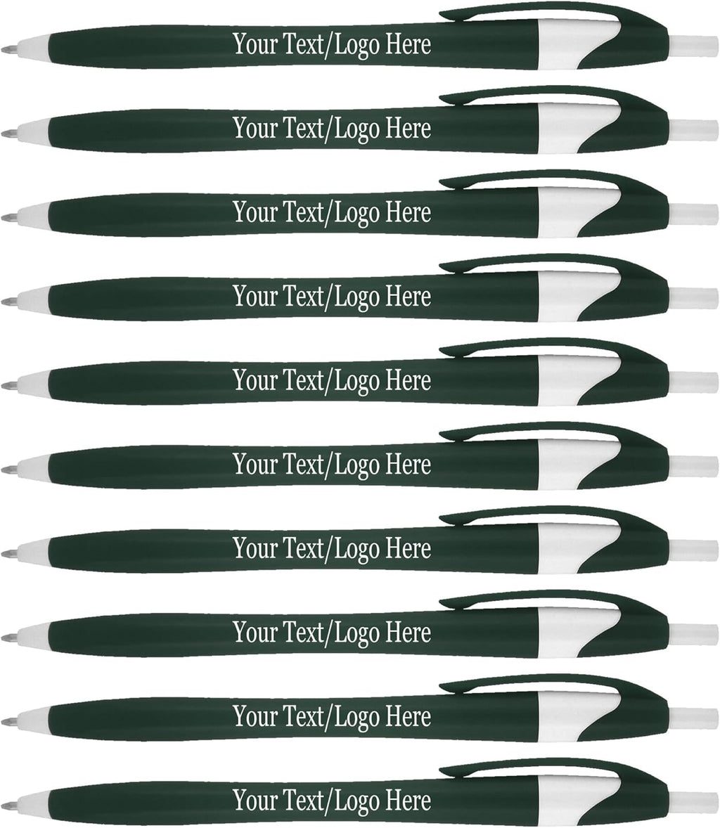SyPen Personalized Pens With your Custom Logo or Text-500 Pack Bulk-for Businesses, Parties, and Events, Custom Printed Slim Ballpoint Click Pens, Green Barrel Color, Black Ink