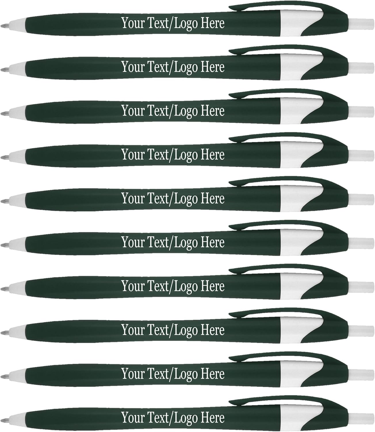 SyPen Personalized Pens With your Custom Logo or Text-500 Pack Bulk-for Businesses, Parties, and Events, Custom Printed Slim Ballpoint Click Pens, Green Barrel Color, Black Ink