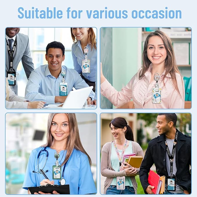 Lanyards for Id Badges, Badge Holder with Retractable Reel Clip, Sea Turtle Cute Card Name Tag Lanyard Vertical ID Card Protector Case for Women Nurse Nursing Doctor Teacher Student Kids