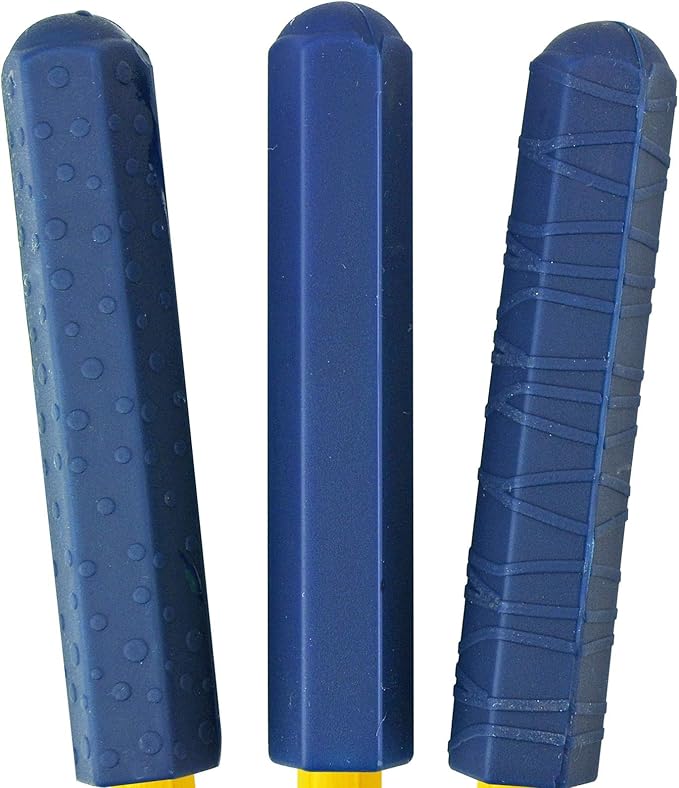 The Pencil Grip Chewberz Pencil Toppers, Latex-Free Chewable Pencil Toppers, Navy Blue, Set of 3 - TPG-883