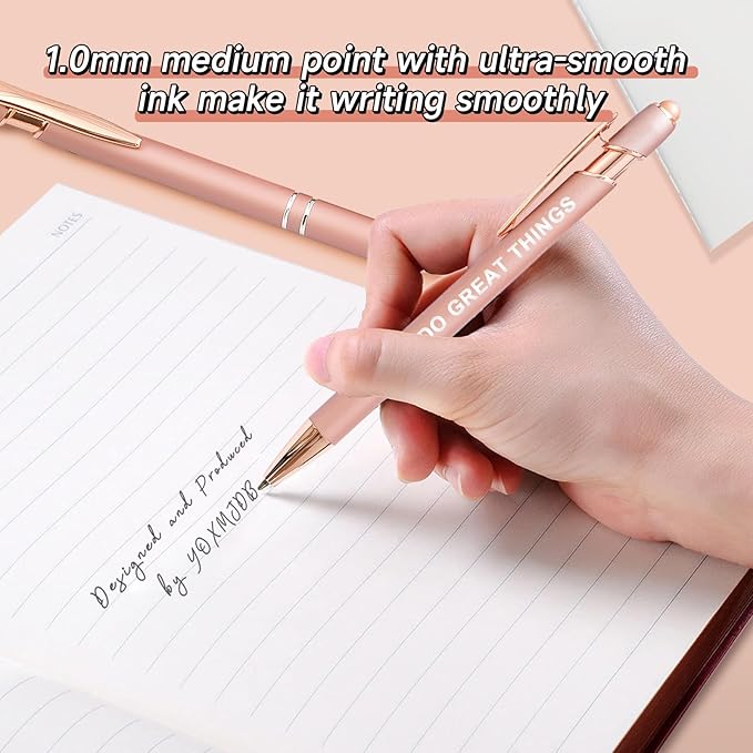 Stylus Pens for Touch Screens, 6 Pack Rose Gold Inspirational Pens, 1.0mm Medium Point BallPoint Pens, Cute Pens Nurse Gifts Office Supplies for Women (Motivational, 6 Pcs Rose Gold)