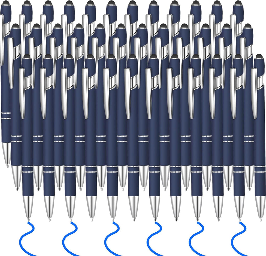 36 Pcs Blue Ink Ballpoint Pen with Stylus 2 in 1 Ballpoint Pen for Touch Screens School Office Coworkers (Blue)
