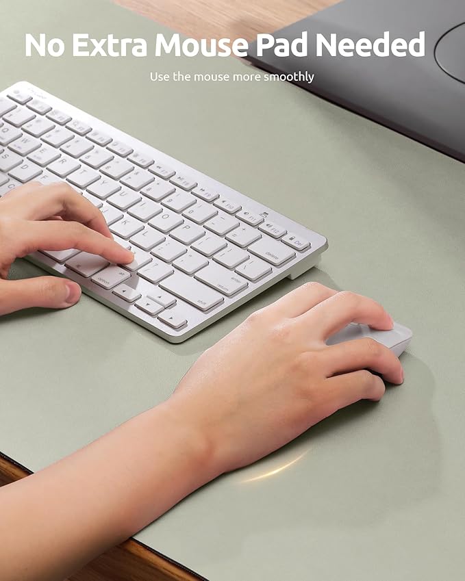 YSAGi Leather Desk Protector, Office Mat, Large Mouse Mat, Non-Slip PU Leather Blotter, Laptop Desk, Waterproof Writing Pad for Office and Home (Sage Green, 23.6" x 13.8")