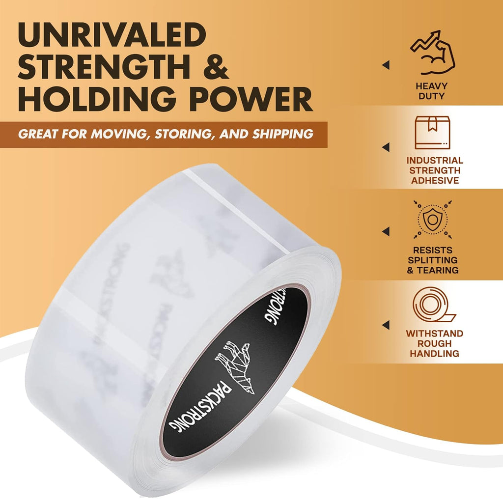 Packstrong Industrial Grade Clear Packing Tape 24 Rolls - 110 Yards per Roll - 3" Wide x 2.0 mil Thick, Acrylic Adhesive Heavy Duty Tape for Box Office Moving Packaging Shipping