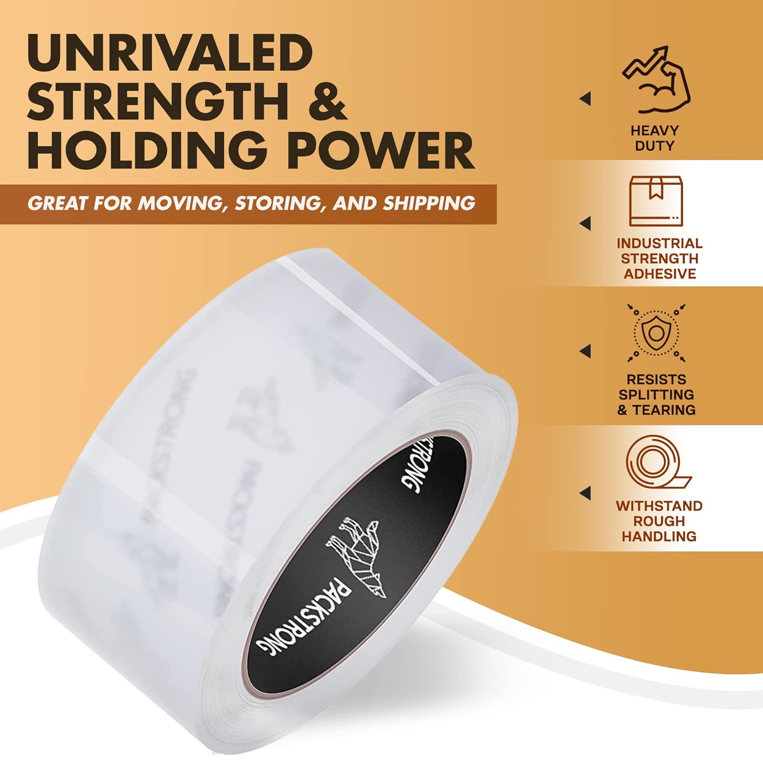 Packstrong Industrial Grade Clear Packing Tape 36 Rolls - 110 Yards per Roll - 2" Wide x 2 mil Thick, Acrylic Adhesive Tape