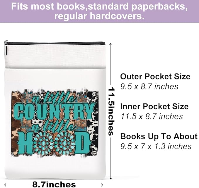 Inspirational Western Faith Christian Gifts Book Sleeve Book Cover Religious Cowgirl Accessories for Women Doctor BFF Friendship Christmas Birthday Book Lovers Gifts Book Protector with Zipper