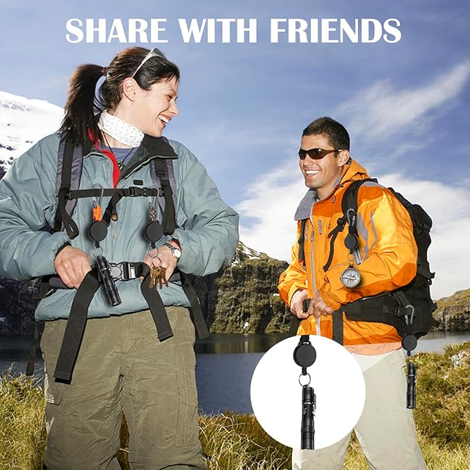 Retractable Keychain Heavy Duty Carabiner Badge Holder Retractable Badge Reel ID Holder Steel Retractable Cord and Paracord Extendable Key Ring 4 Pack