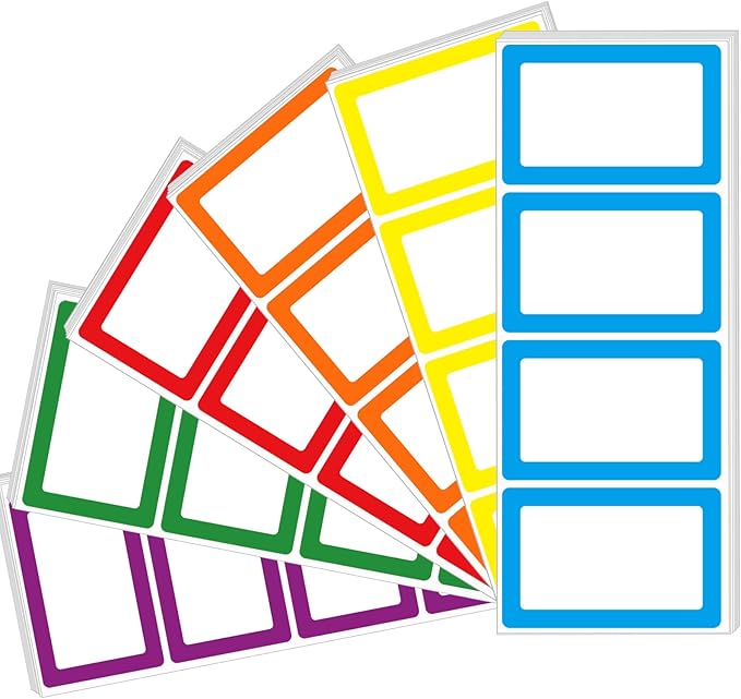 6 Color Name Tag Stickers, 240PCS Waterproof Stickers 3.5X2.25 Inch Name Labels for Office, School, Classroom and Home