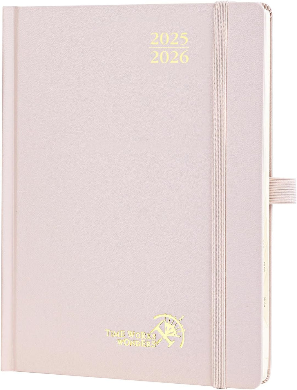 POPRUN Planner 2025-2026, (Medium 6.5'' x 8.5'' Hard Cover) Academic Calendar (July 25-June 26) Daily Weekly and Monthly Appointment Book with Hourly Time Slots, Monthly Tabs, 100 GSM - Light Pink