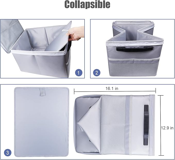 File Box with Lock, Fireproof Document Box File Organizer Box, Portable Office Collapsible File Storage with Reflective Strip for Hanging Letter/Legal Size Folder/Certificate