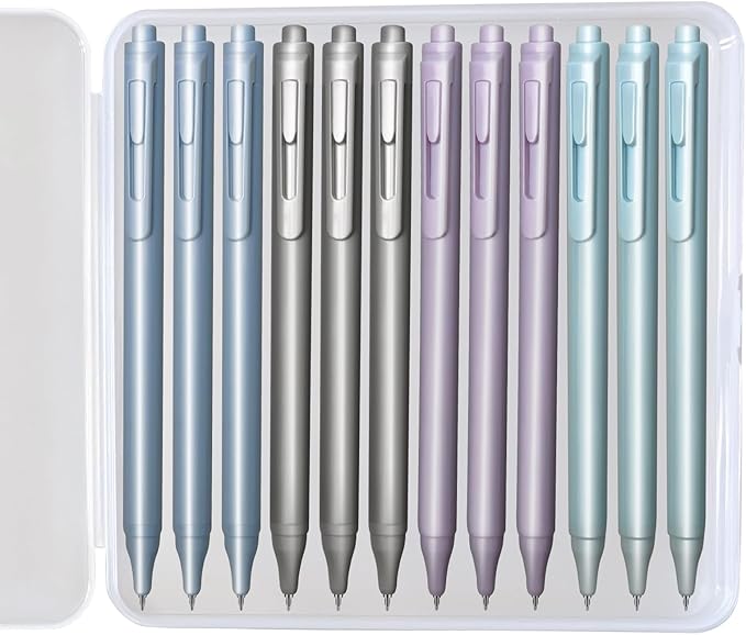 Gel Pens, 12-Pack, 0.5mm Fine Point Black Ink With Case - Smooth Writing, High-End Series for Journaling, Note Taking - Cute Office & Back to School Supplies, Stocking Stuffers Gifts for Women & Men