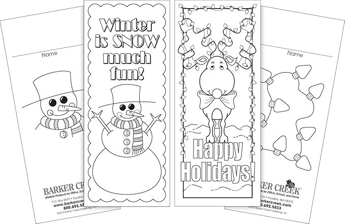 BARKER CREEK Bookmark Set, Color Me! Celebrate The Year Bookmark, Celebrate the Seasons and Special Occassions with this Set of 360 Bookmarks (30 Each of 12 Designs), Designed to be Colored (3575)