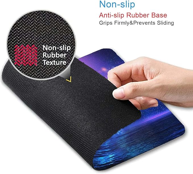 Night Ocean Mouse Pad,Beautiful Dolphins Mouse Pad,Full Moon Mouse Pad,Mouse Mat Square Waterproof Mouse Pad Non Slip Rubber Base MousePads for Office Laptop, 9.5"x7.9"x0.12" Inch