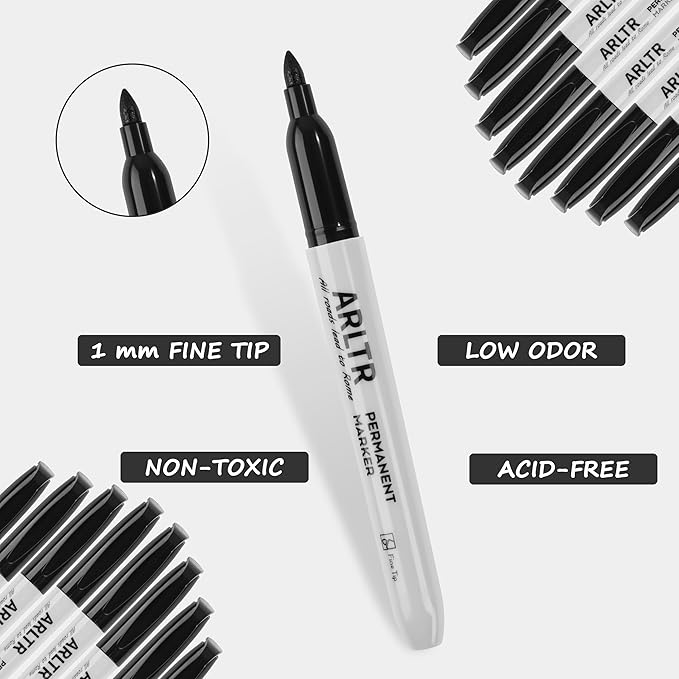Permanent Markers Bulk with Fine Tip, Bulk Pack of 84 with Black, Works on Plastic,Wood,Stone,Metal and Glass for Doodling, Coloring as Office, School Supplies