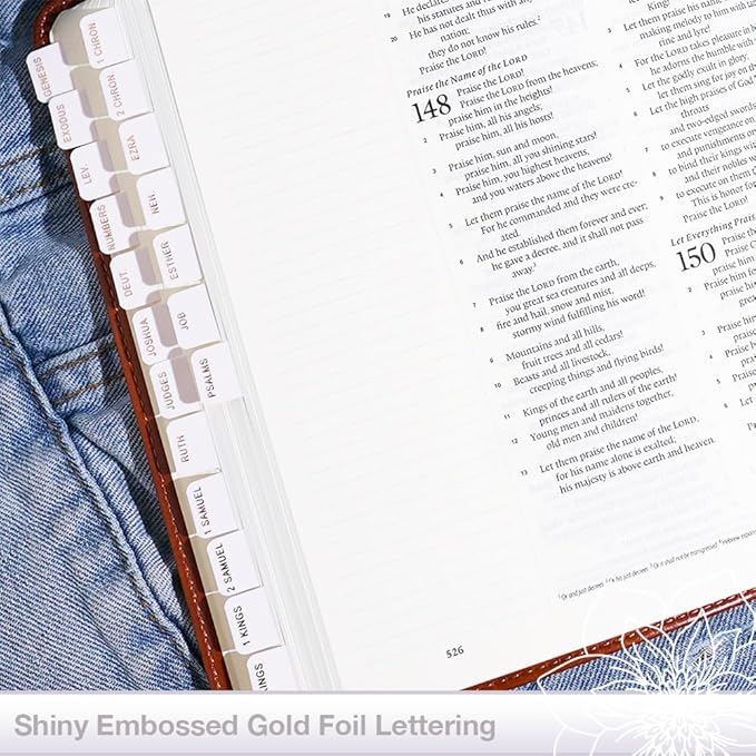 Idyllic Grace - Mini Bible Tabs, Embossed Gold Foil, Journaling, Small Bibles, Study Tool, 90 Tabs, Old and New Testament, Christian, Catholic, Apocrypha, Index Tabs, Matte Laminated - Dream