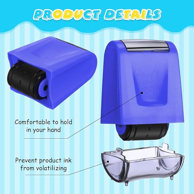 Sherr 2 Handwriting Line Stamp Roller Dashed Handwriting Lines Practice Roller Stamp for Kids, Teachers Kindergarten Education Classroom Back to School Need(2.72 x 2.44 x 1.54 Inch,Blue Purple)