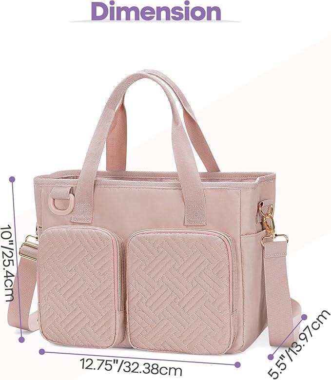 Teamoy Bible Tote Bag for Women, Bible Cover Carrying Case Church Bag with Water Bottle Pocket and Shoulder Strap, Pink Quilted