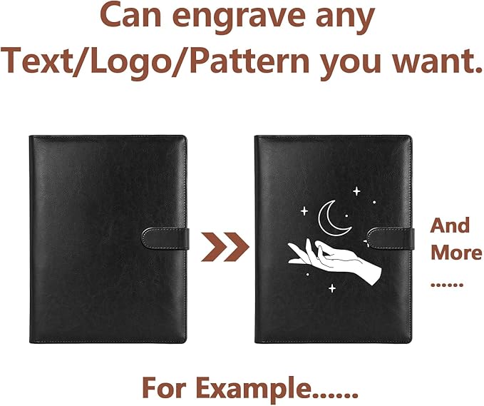 Personalized Portfolio - Customized Leather Portfolio with Personalized Logo or Text - Ideal for Resumes, Interviews, and Professional Business Use, Black