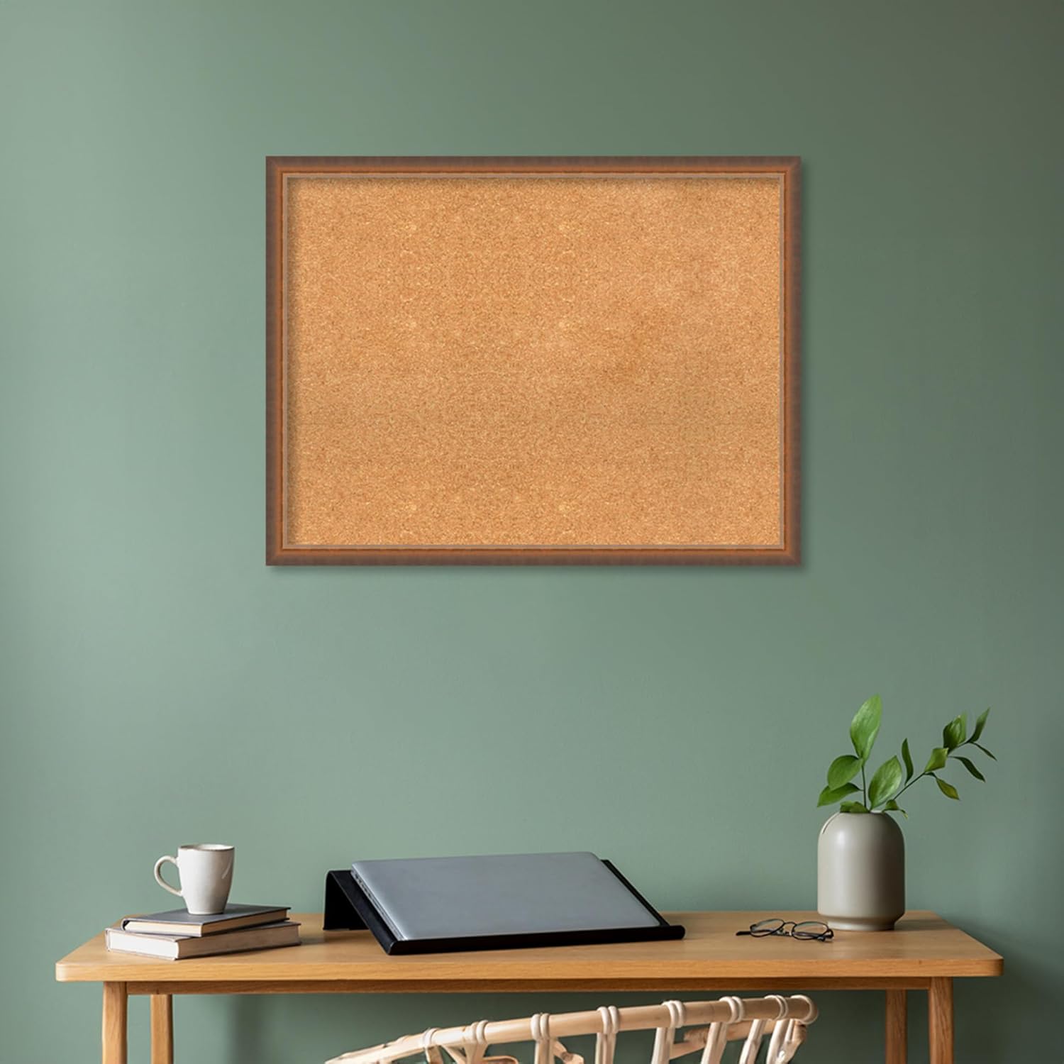 Amanti Art Natural Cork Board for Wall, 26x34 Vision Board with Bronze Frame, Large Corkboard Office Decor for Home Organization, Modern Corkboard Pinboard to Display Items for Home Organization in