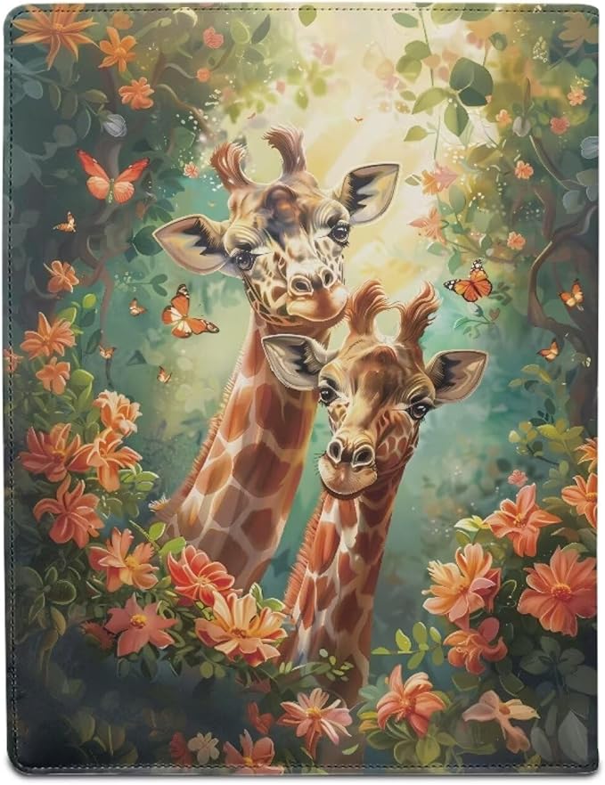 Office Folder Deer Butterfly Print PU Leather Padfolio with A4 Size Clipboard Clip for Business Resume Interview Document Sleeve Binder Folder for Men/Women