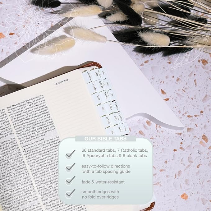 Idyllic Grace - Mini Bible Tabs, Embossed Gold Foil, Journaling, Small Bibles, Study Tool, 90 Tabs, Old and New Testament, Christian, Catholic, Apocrypha, Index Tabs, Matte Laminated - Mint to Be