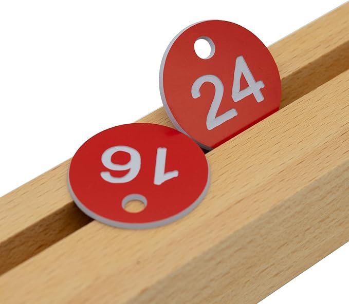 StayMax Plastic ID Number Tags Engraved Tags Key Tags Without Key Rings (1-50, Red)