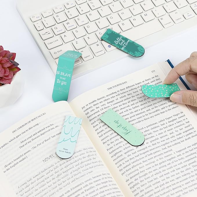 5Pcs Magnetic Bookmarks T-S Bookmarks Page Markers for Fans Readers, Women, Book Lovers, Students Teachers, Funny Office Supplies Stationery Gifts Used in Office, School, Home (Plant)