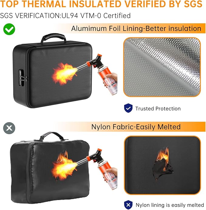 DocSafe 5200°F Document Organizer with Lock,Upgraded Heat Insulated Fireproof＆Waterproof Box 8 Layers File Organizer,Portable Home Travel Safe Storage for Important Documents, Files and More