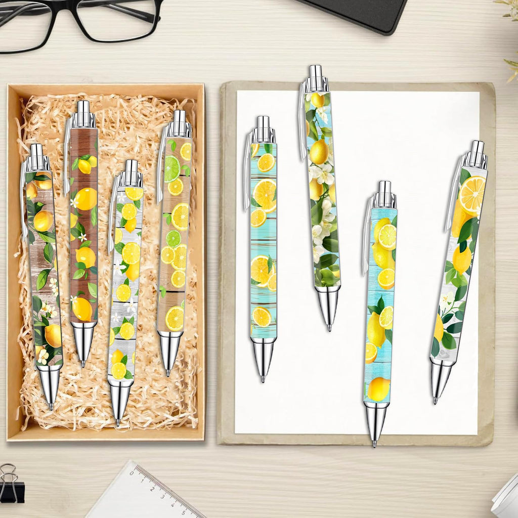 Idealmuzik Lemon Pens Set – Fun Citrus-Themed Pens for Girls, Students, and Stationery Lovers – Smooth Writing Ballpoint Pens for School, Journaling, or Gifts – Bright and Cheery Design, 8 Pack