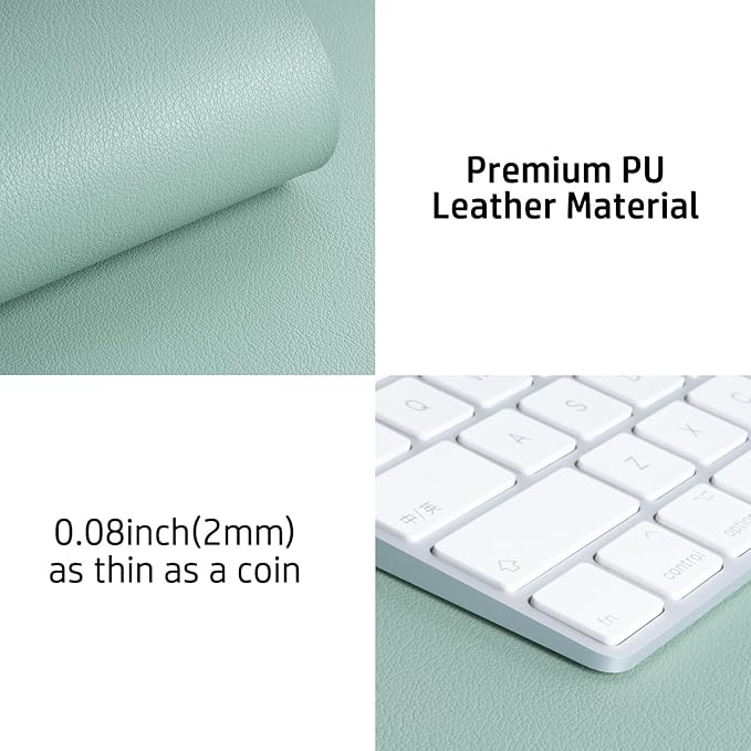 Aothia Leather Desk Pad Protector, Mouse Pad, Office Desk Mat, Non-Slip PU Leather Desk Blotter, Laptop Desk Pad, Waterproof Desk Writing Pad for Office and Home (23.6" x 13.7", Light Blue)
