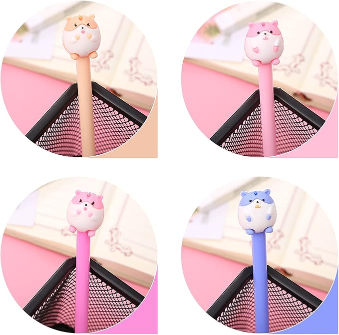 12 Pcs Cartoon Animal Pens, Kawaii School Supplies Pens Cute Cartoon Gel Ink Pens Boys Girls Cute Pens Suitable for Writing, Gifts for Children Teachers, Black Refill Pen Cap Rotate To Pull Out